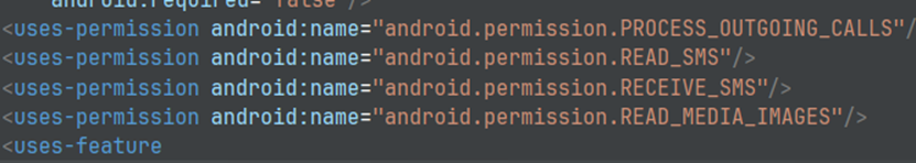 AndroidManifest, uygulamanın istediği izinler